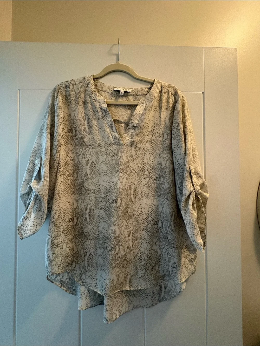 Chaus Beige Snake-Print Tunic Blouse